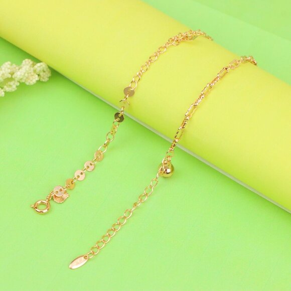 "Rose Gold Anklet with Star Charms & Shiny Links, XPAL1170 - Picture 5 of 12